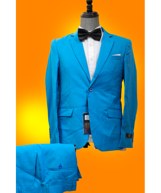 Costume Pour Hommes, 2 Pièces Coupe Slim, 2 Boutons-Bleu Électrique