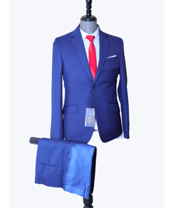 Costume Pour Hommes, 2 Pièces Coupe Slim, 2 Boutons-Bleu