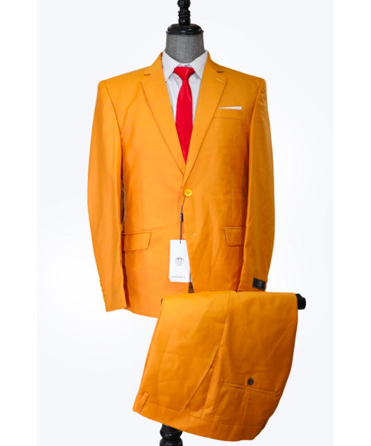 Costume Pour Hommes, 2 Pièces Coupe Slim, 2 Boutons-Orange