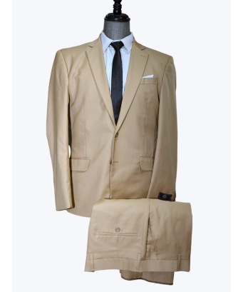 Costume Pour Hommes, 2 Pièces Coupe Slim, 2 Boutons-Beige