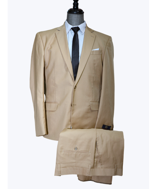 Costume Pour Hommes, 2 Pièces Coupe Slim, 2 Boutons-Beige
