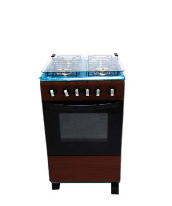 Cuisinière à gaz 4 feux avec four-Marron-Plateau Inox