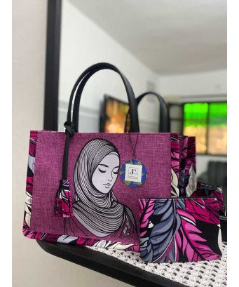 Sac à Main JO' Original/2 EN 1/Pagne et tissu /élégant et raffiné/Fleuri Rose