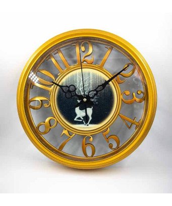 Horloge Murale/Doré  Rond Fond blanc avec image au centre