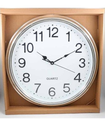 Horloge Murale/Argenté  Rond Fond blanc