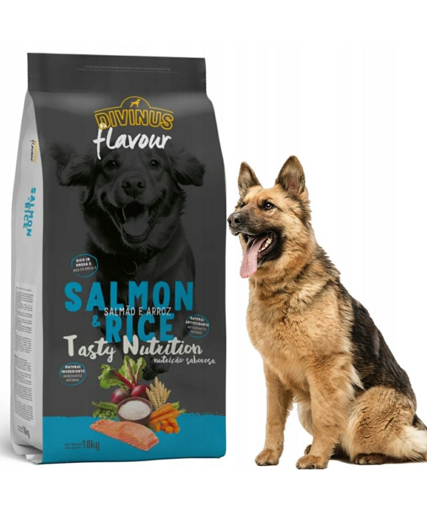 Divinus Flavour Salmon and Rice Dry Dog Food - 18 kg