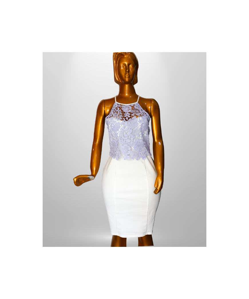 Robe élégante avec haut en dentelle et jupe ajustée 2 en 1