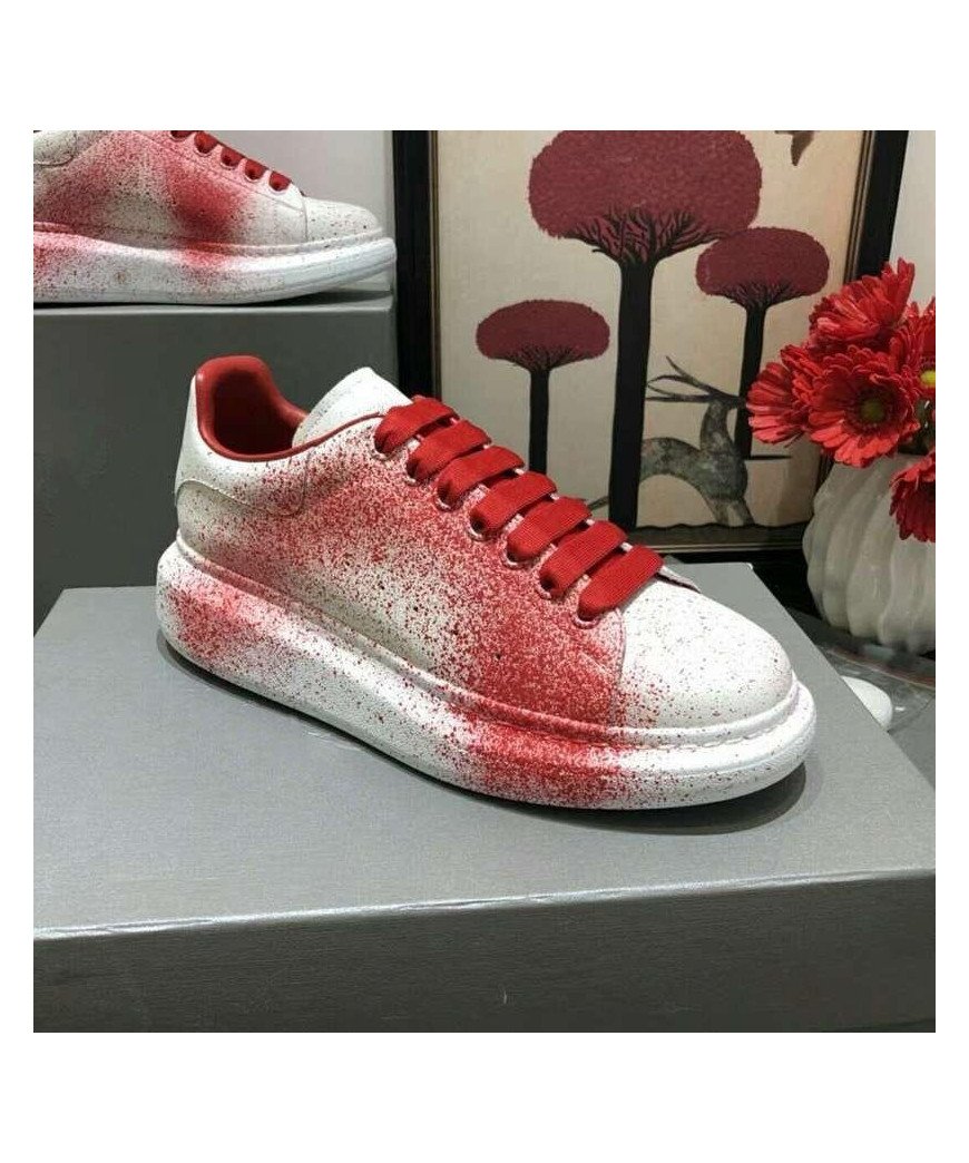 Sneakers Alexander McQueen Splash Blanc avec effet peinture rouge