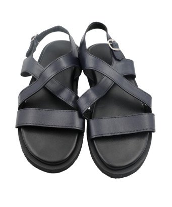 Sandales Artisanales Homme en Cuir / couleur noir fermer
