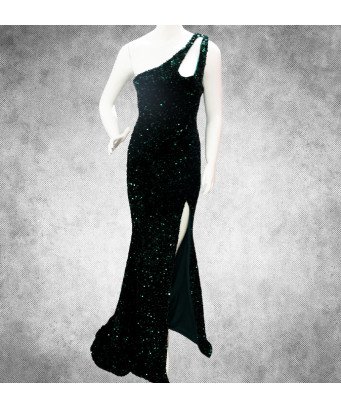 Robe verte brillant bras mince 