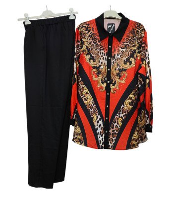 Complet pantalon fleurie xxl jaune noir brillant & rouge noir brillant