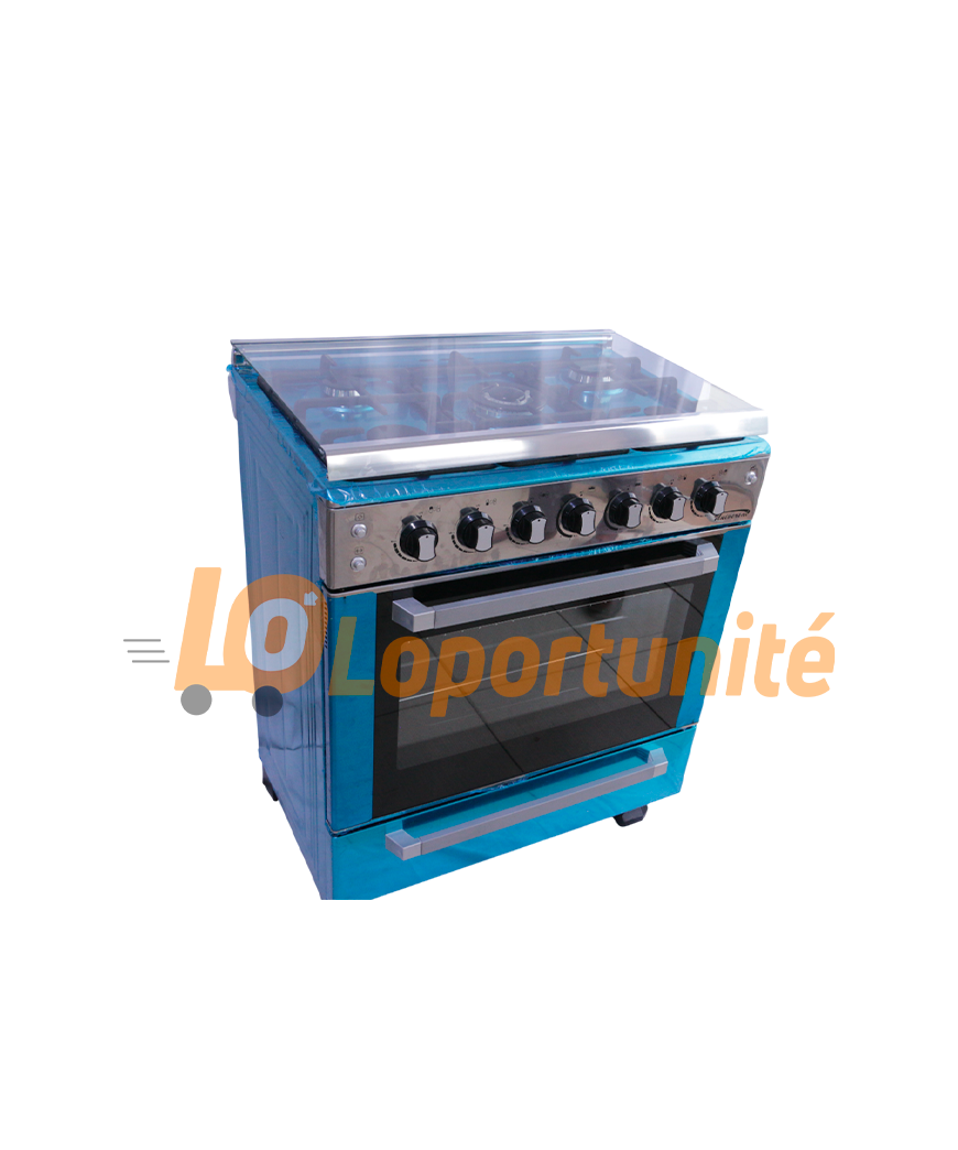 Cuisinière 5 feux /Grand/Inox avec four Intégré/Toune broche/Allumage automatique