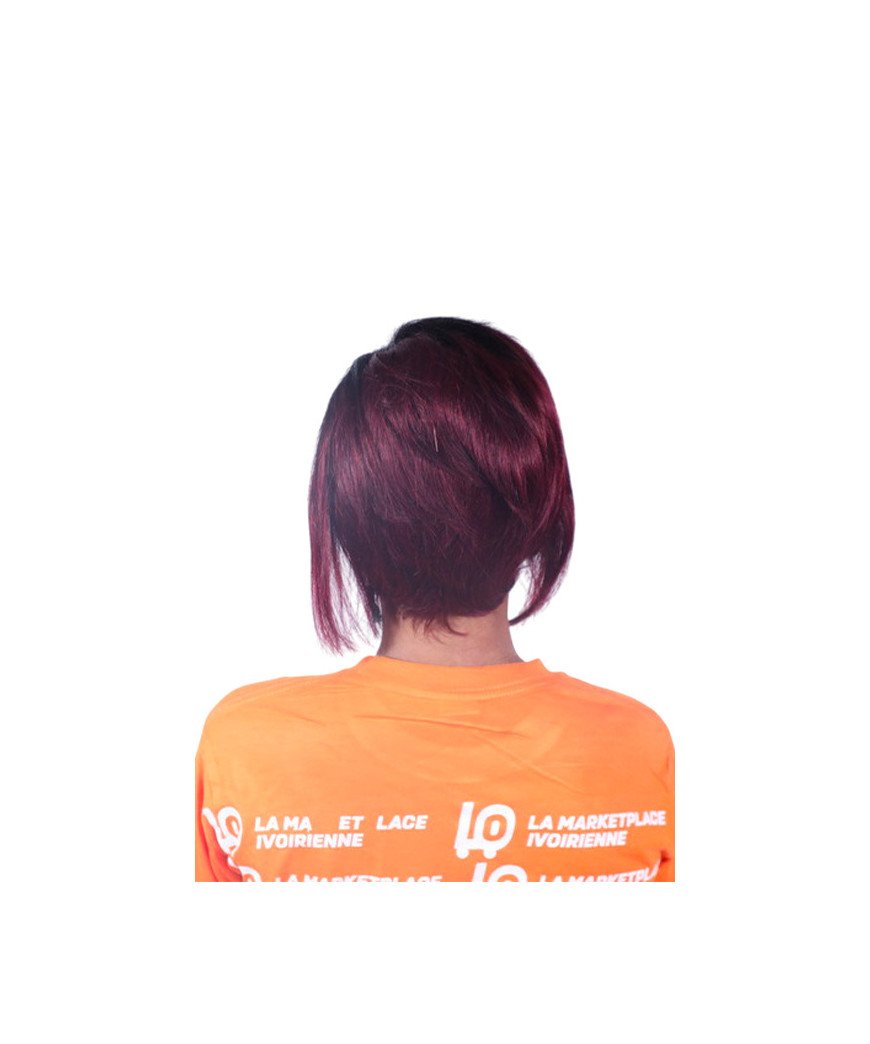 Perruques Coupes dames/ Naturelle Lisse /Noir et Violet/10 pouces