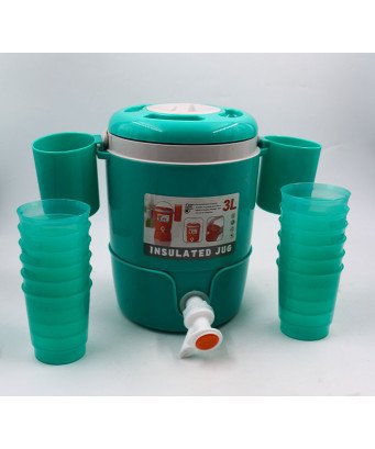 Carafe Isotherme 2 pièces (6L et 3L) + 12 gobelets