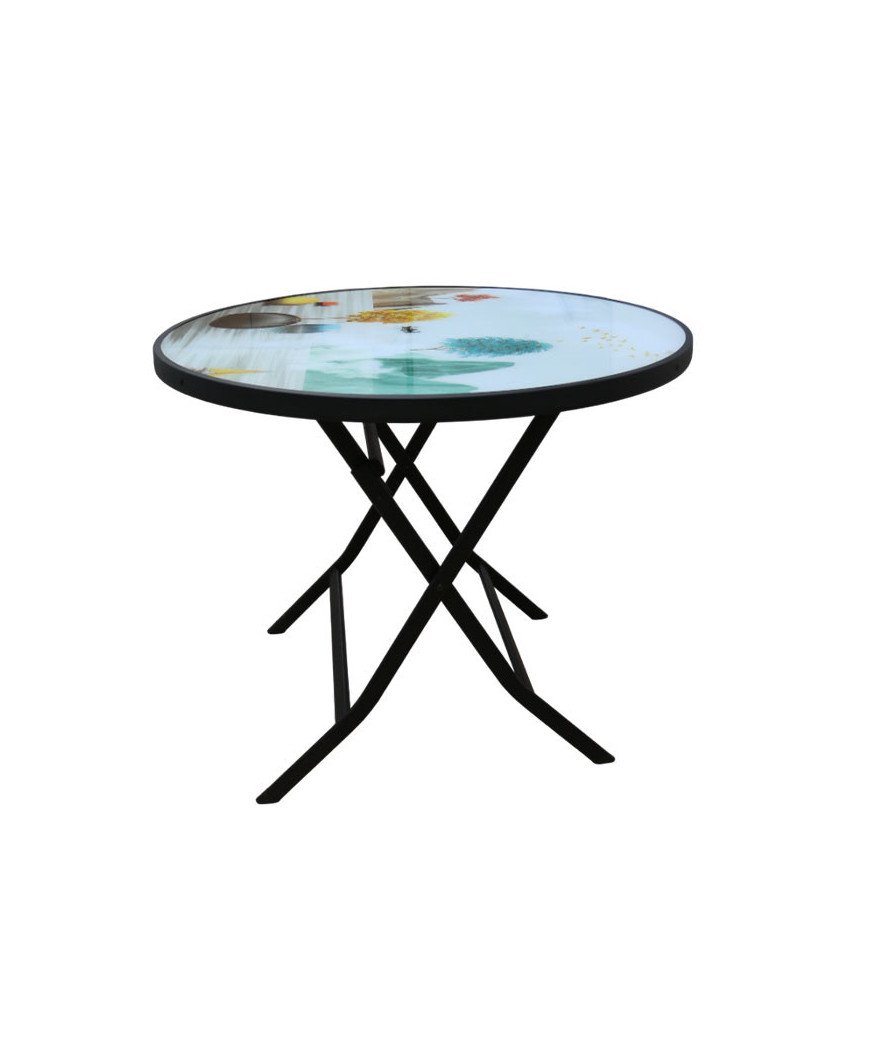 Table ronde vitrée 80cm de diamètre
