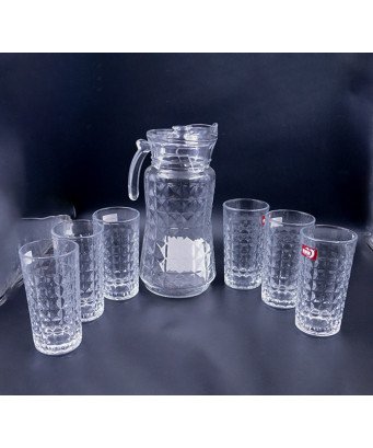 Carafe en verre 7 pièces (carafe en verre, 6 verres à eau)