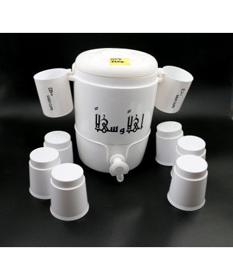 Carafe Isotherme 2litres couleur blanche 7 pièces (6 gobelets et une carafe)