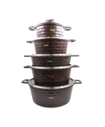 Lot de 5 Casserole avec couvercle vitré DR-10-16 (20,24,28,32 cm ,28 peu profonde)