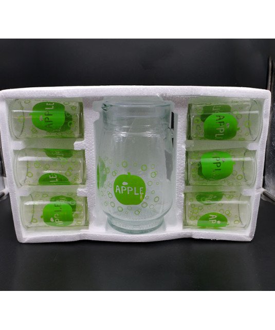 Carafe vitrée à eau et ses verres /set de 7 pièces