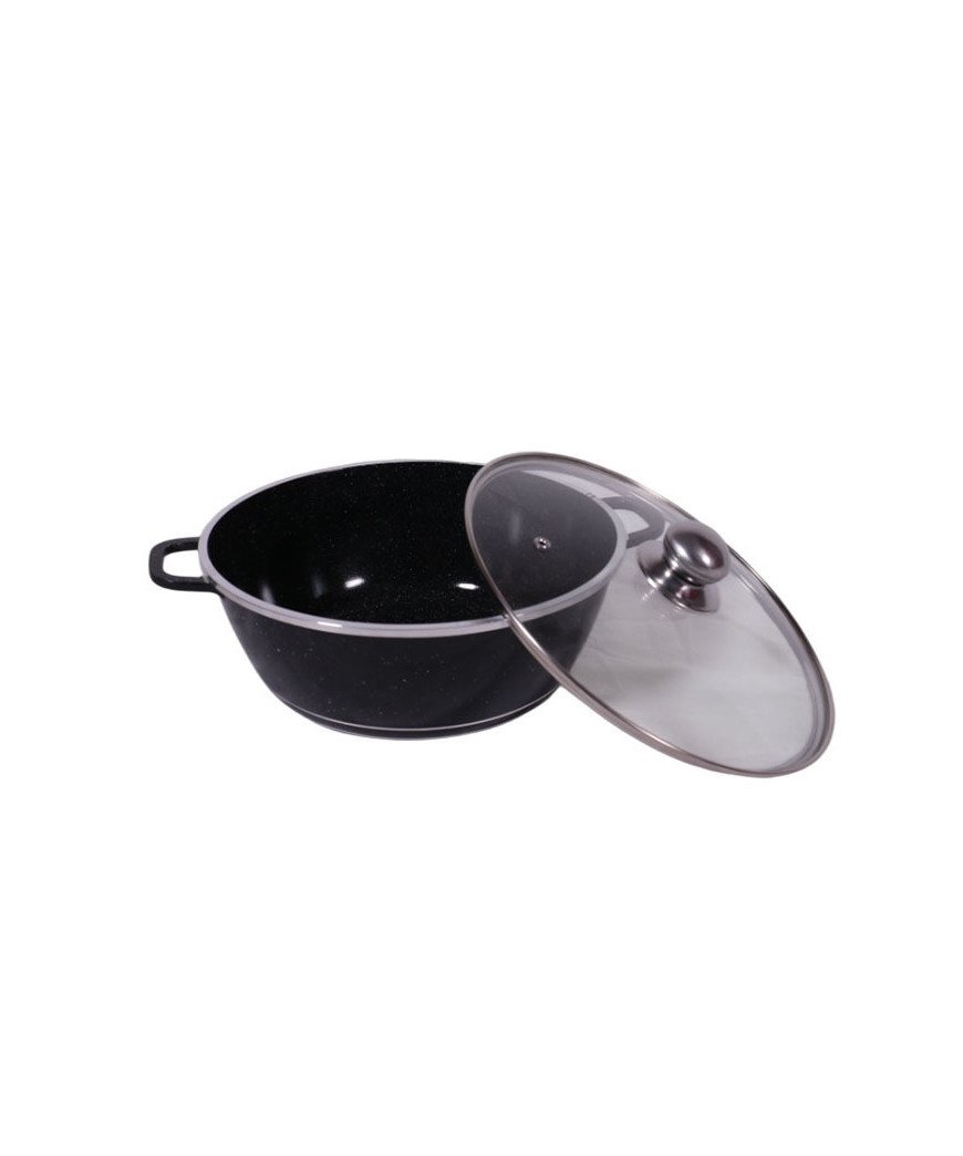 Set de 3 Casserole en granite avec couvercle vitré