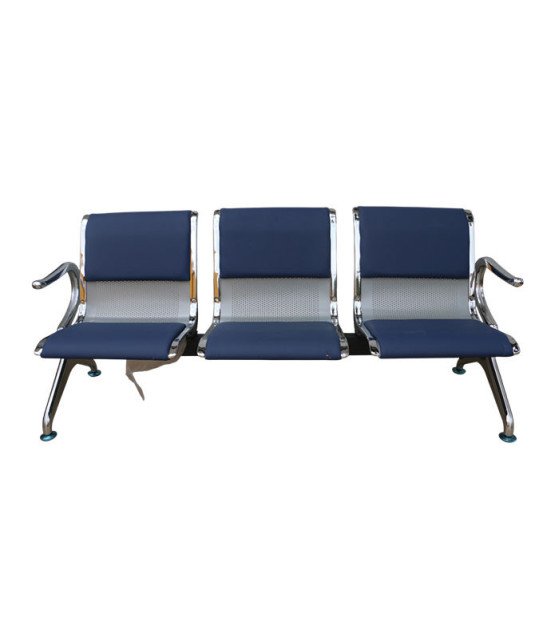 Banquette 3 places /Acier inoxydable avec mousse bleu