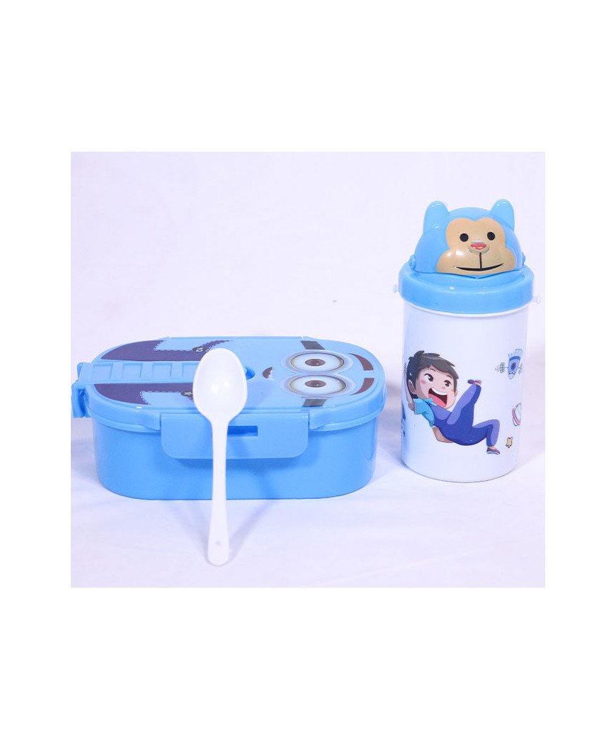 Set Déjeuner pour L'école-Minions - Lavable au Lave-vaisselle et Sans BPA - 300 ml + 750 ml -