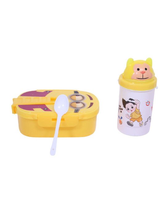 Set Déjeuner pour L'école-Minions - Lavable au Lave-vaisselle et Sans BPA - 300 ml + 750 ml -