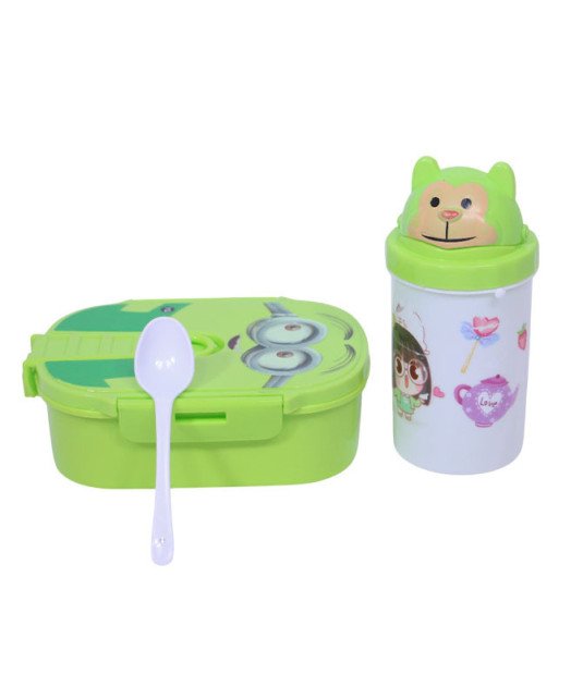 Set Déjeuner pour L'école-Minions - Lavable au Lave-vaisselle et Sans BPA - 300 ml + 750 ml -