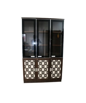 Armoire Bureau 3 battants /Marron  vitré /Ar1