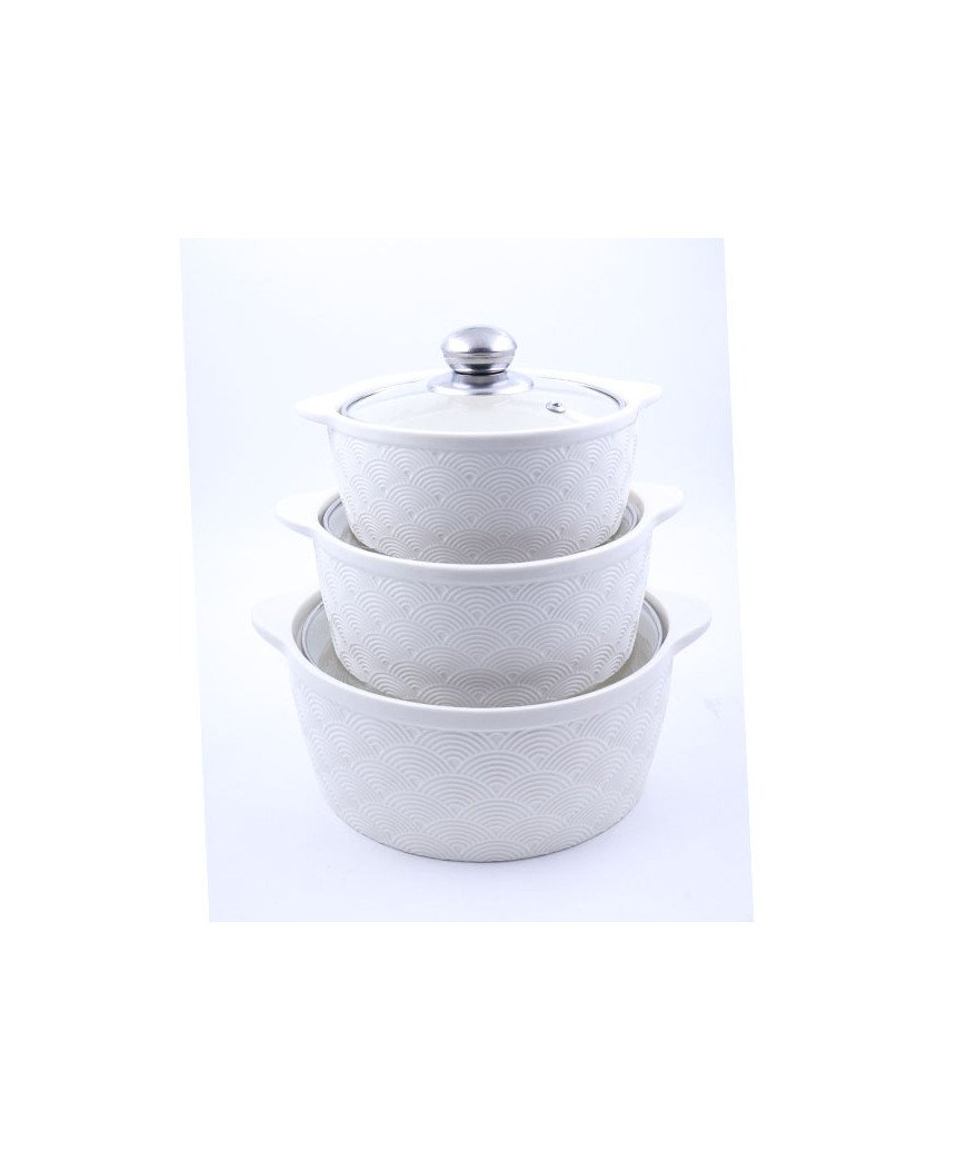 Lot de 3 soupière cassable avec couvercle vitré