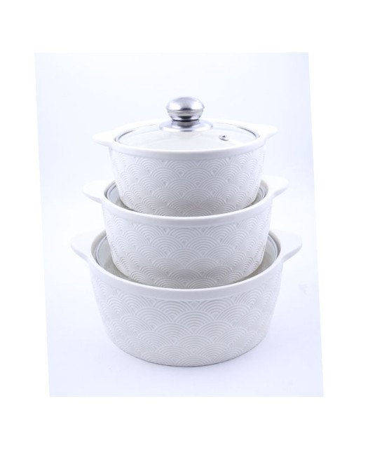 Lot de 3 soupière cassable avec couvercle vitré