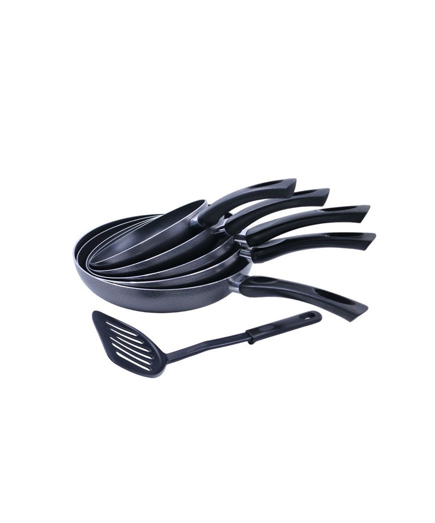 Lot de 5 Poêle en aluminium avec revêtement antiadhésive28/26/24/22/20cm et spatule