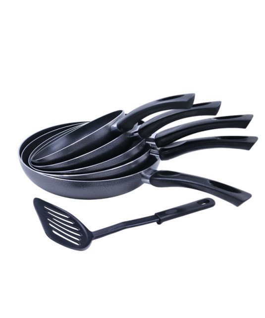 Lot de 5 Poêle en aluminium avec revêtement antiadhésive28/26/24/22/20cm et spatule