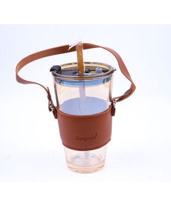 Goudre en verre avec manche marron tissu /pratique