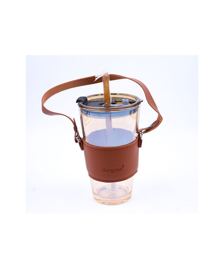 Goudre en verre avec manche marron tissu /pratique