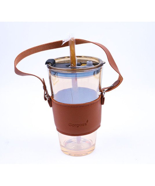 Goudre en verre avec manche marron tissu /pratique