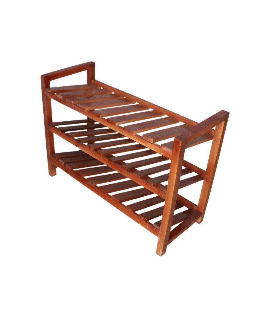 Etagere de chaussure 3 niveaux en bois iroko 35*70cm