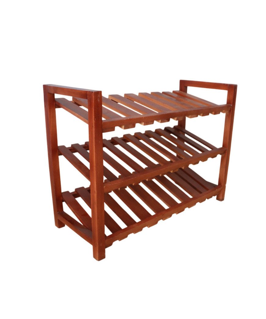 Etagere de chaussure 3 niveaux en bois iroko 35*70cm