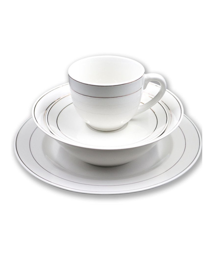 Service de table /Assiette/bol/tasse et sous tasse 4 en 1 blanc