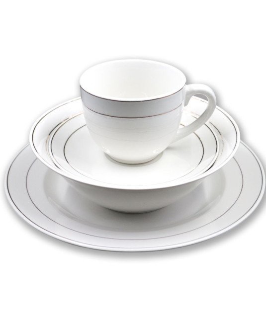 Service de table /Assiette/bol/tasse et sous tasse 4 en 1 blanc