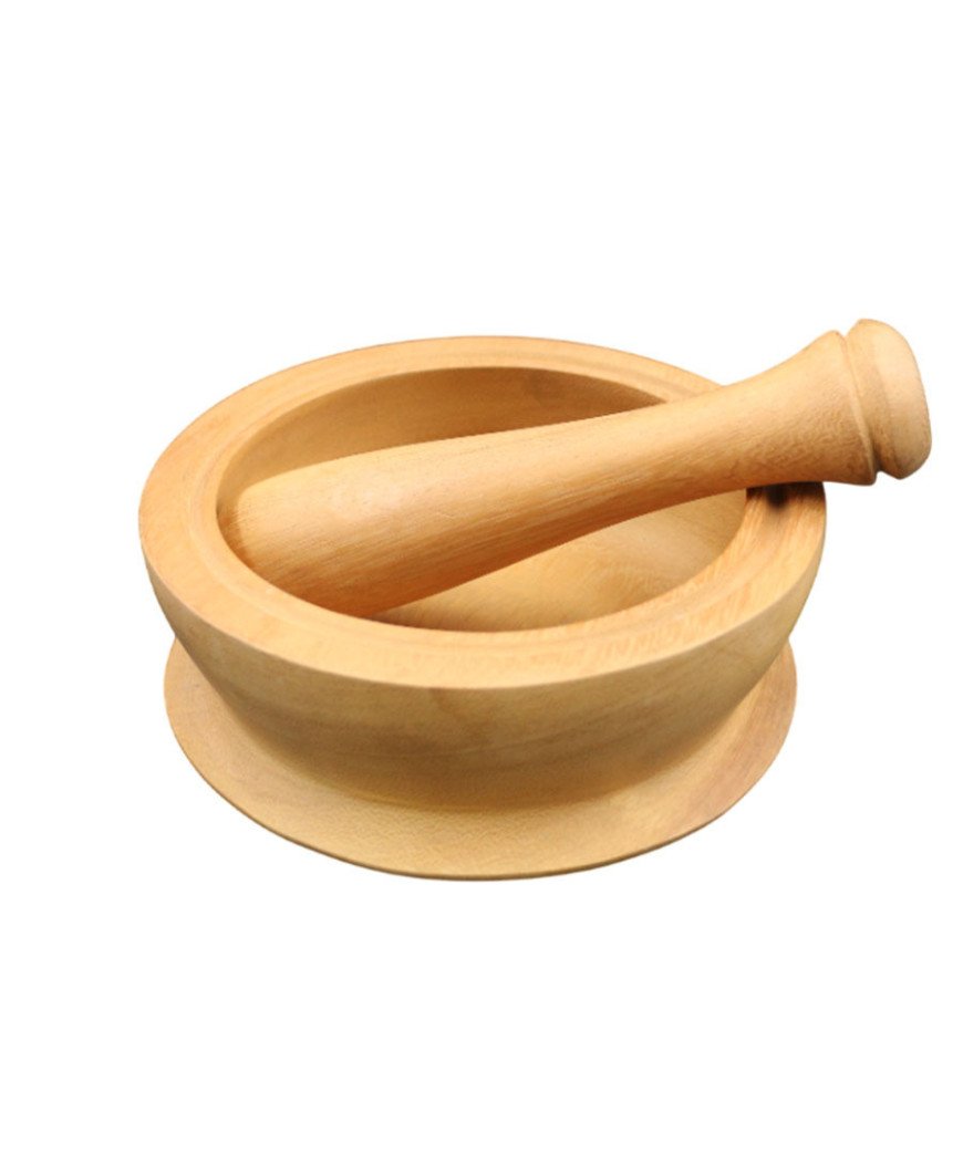 Petit Mortier en bois avec son pilon/bois iroko