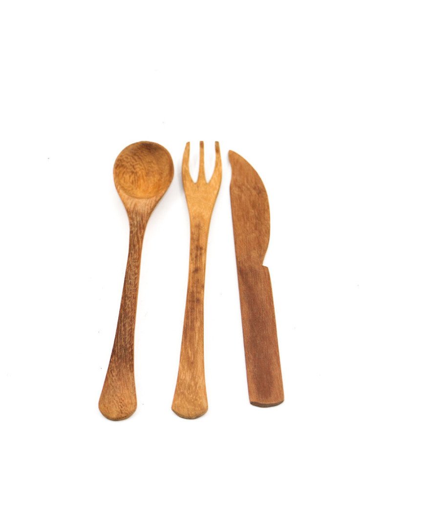 Set de couvert en bois /cuillère fourchette et couteau