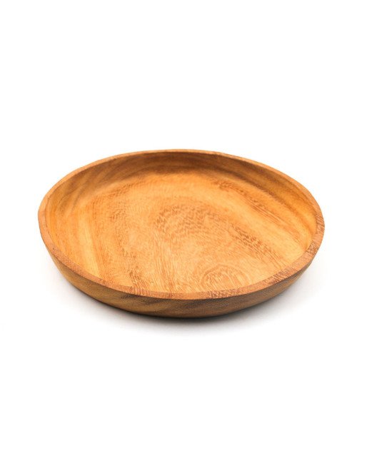 Assiette ronde  en bois de teck/art de table bio/10cm