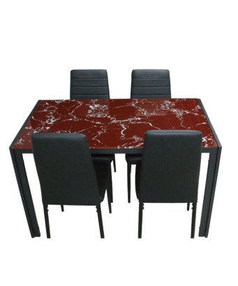 Ensemble Table à Manger vitré et chaises pour 4 personnes