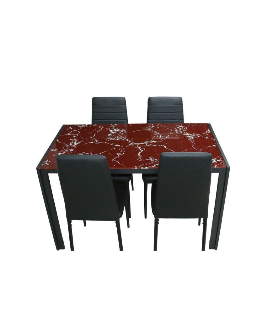 Ensemble Table à Manger vitré et chaises pour 4 personnes