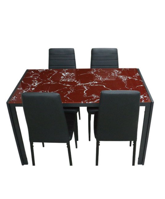 Ensemble Table à Manger vitré et chaises pour 4 personnes