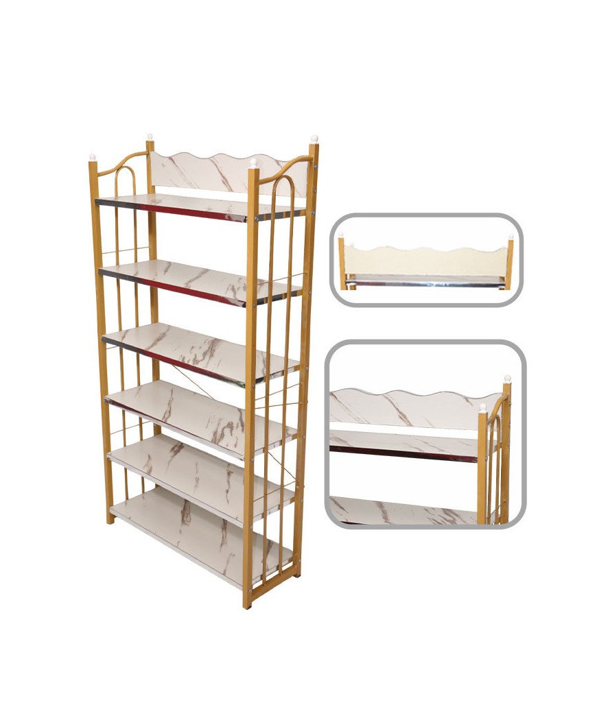 Etagère de rangement en bois avec support en fer /Multi-tâches/6 lignes