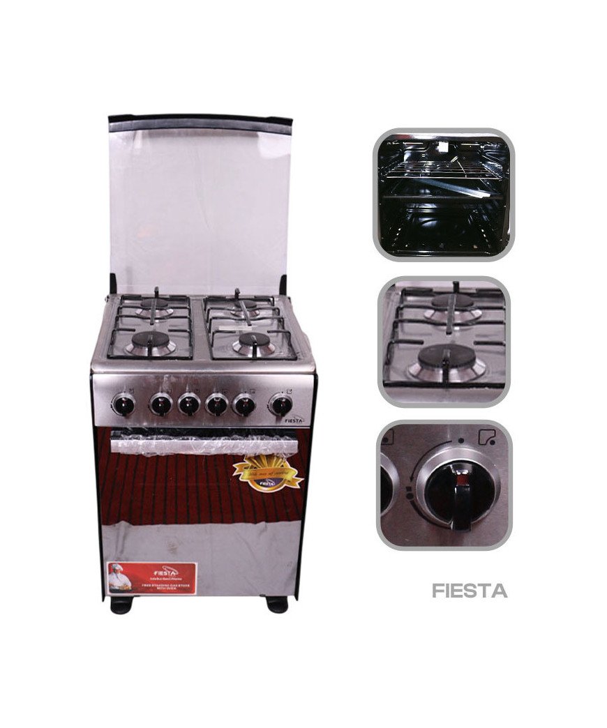 Gazinière Fiesta Moyenne/ Inox couverture vitrée/2 Feux dans le four