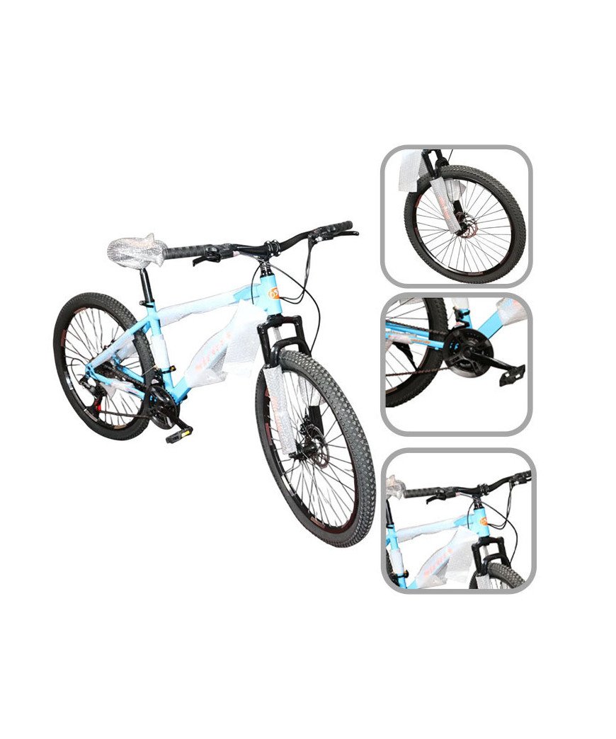 élo 26 pouces Bleu ciel/21 vitesses /cadre robuste en acier au carbone/amortisseur de chocs
