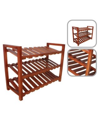 Etagere de chaussure 3 niveaux en bois iroko 35*70cm
